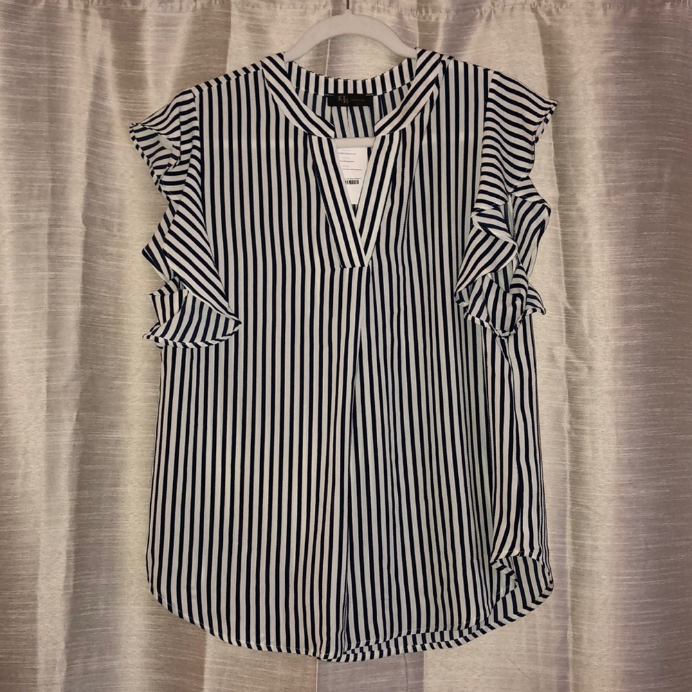 Women’s navy and white blouse